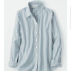 NWT Women's Coldwater Creek Candy Stripe No Iron Long-Sleeve Button Down Shirt